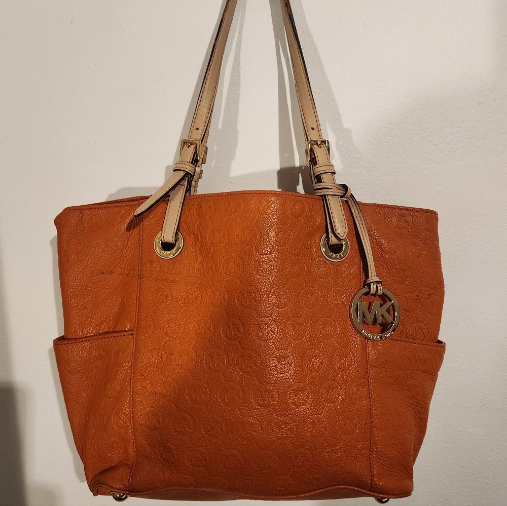 Michael Kors Burnt Orange Leather Tote Bag